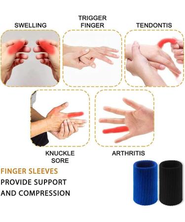 20 PCS Blue Black Finger Sleeves Protectors for Pain Relief - Elastic Thumb Sleeves for Arthritis & Trigger Finger Support - Buy Online on GoSupps.com