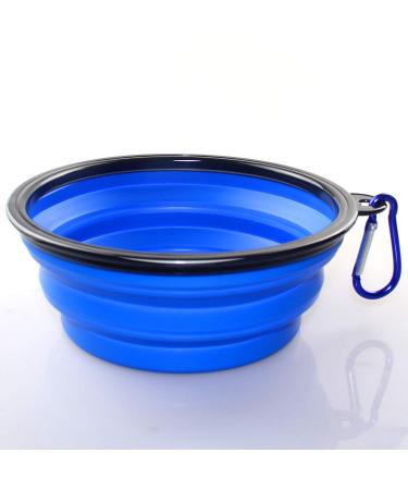 Axgo 1PC Foldable Silicone Dog Bowl Outfit Portable Travel Bowl for Dogs Feeder Utensils Outdoor Drinking Water Dog Bowl, Blue