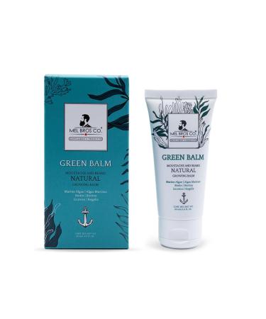 GREEN BALM Moutache and Beard Natural Growing Balm | Microalgae Biotin Keratin Herbal Extracts 2oz / 60ml