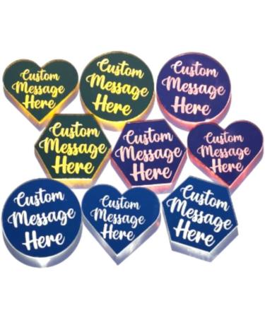 6 Pack PersonaliSed Charm Acrylic Cake Discs Mini Cupcake Toppers Custom Cupcake Toppers 2 Inches Mini Mirror Disc (MIRROR RED)