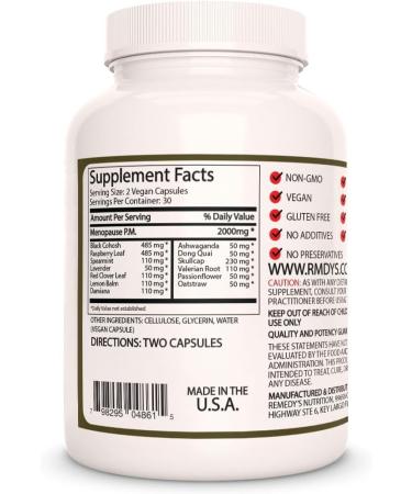 Buy Remedy Nutrition Meno-Pause PM 1000mg Capsules | Vegan & Natural Support for Menopause Relief 60 Capsules - Buy Online on GoSupps.com
