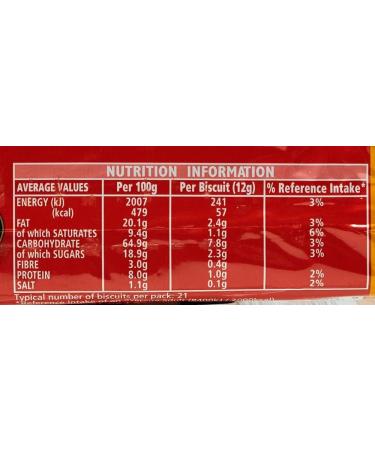 Jacob's Hovis Digestives Biscuits 5X250G Pack | Wheatmeal Biscuits | Suitable for vegetarians | Typical number of biscuits per pack: 21 | 105 biscuits - Buy Online on GoSupps.com