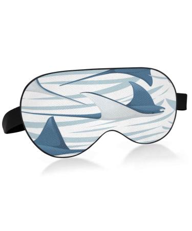 Sleep Mask Light Blocking Sea Manta Ray Underwater Eye Mask for Sleeping with Adjustable Strap Cartoon Soft Lightweight Eye Cover Blindfold for Men Women Work Travel Naps