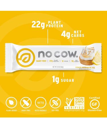 No Cow Lemon Meringue Pie High Protein Bars - Plant Based Vegan, Keto Friendly, Gluten Free - 6 Pack - Buy Online on GoSupps.com
