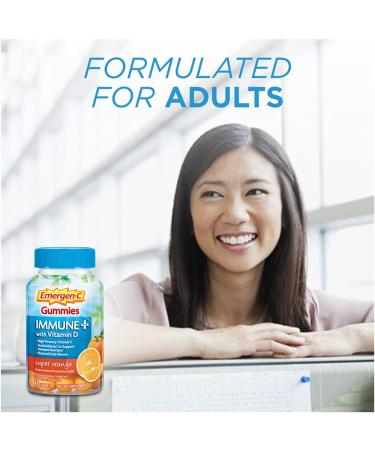 Emergen-C Immune+ Gummies - 750mg Vitamin C & Vitamin D, Gluten Free, Caffeine Free, Super Orange - 45 Count - Buy Online on GoSupps.com