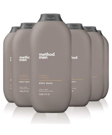 Method Men Body Wash Cedar + Cypress Paraben and Phthalate Free 18 FL Oz (Pack of 6)