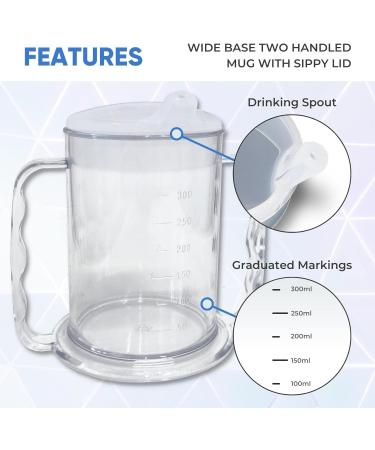 Wide Floor Two Handles Drinking Cups - 10-Piece Set for Adults | Beak Lid Drinking Aids for Dementia & Arthritis - Ideal for Weak Grip - Buy Online on GoSupps.com