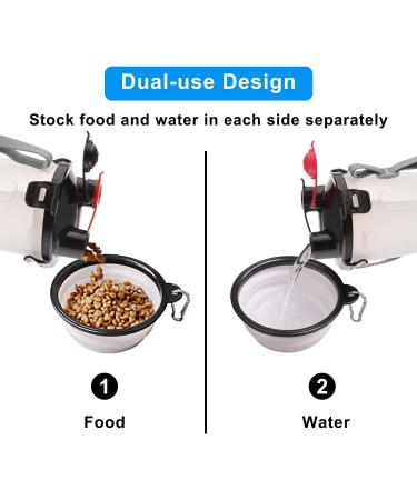Moacc 800ml 2-in-1 Portable Dog Water Bottle & Bowls Foldable Water Bowl for Camping Hiking & Training (White) - Buy Online on GoSupps.com