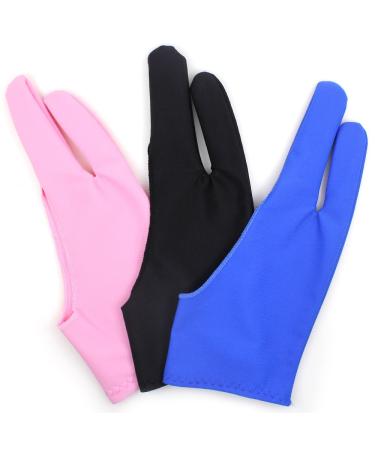 Senhai Digital artists Gloves for Graphics Tablet Stift display 3 pieces size 2 finger gloves for drawing painting-sapphire blue pink black 3 colors: sapphire blue pink black