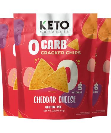Keto crackers zero carb no sugar (Cheddar Cheese) delicious low carb crackers gluten free healthy for adults and kids (3 Packs) Keto snack zero carb Keto friendly snack from Keto Naturals Cheddar Cheese 2.25 Ounce (Pack of 3)