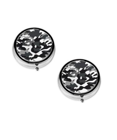 (Digital Camo) Round Pill Box 3 Compartment Pill Box Mini Decorative Pocket Purse Portable Travel Medicine Tablet Vitamin Holder Organizer Pill Case