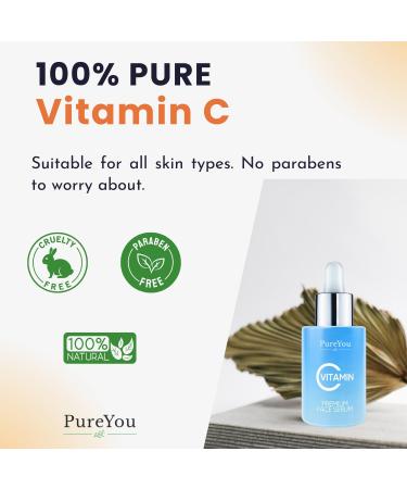 Natural Vitamin C Serum for Face- with Hyaluronic Acid Ferulic Acid Vitamin E - Premium Anti Aging & Anti Wrinkle Serum with Antioxidant Benefits - Buy Online on GoSupps.com