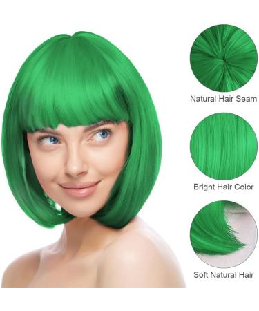 AOMIG Short Bob Wig for Women 3 Pack Short Green Bob Wigs Set with 2 Wig Cap Neon Fancy Dress Accessory Cosplay Party Wig Synthetic Straight Wig for Daily Halloween Decorations Green/B - Buy Online on GoSupps.com