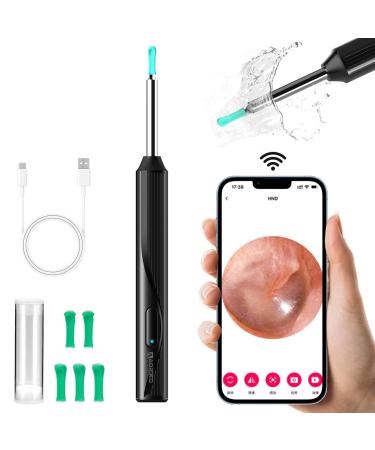 Aoriko Ear Wax Removal Tool BK Ear Cleaner with Camera Earwax Removal Kit with Light Wireless Ear Scope for iOS&Android Insects & Plant Microscopes Visual Earwax Removal Kits (Black)