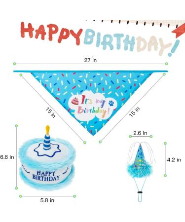 EXPAWLORER Dog Birthday Bandana Set - Cute Hat and Squeaky Cake Toy | Birthday Party Supplies Gift for Small Medium Large Dogs - Buy Online on GoSupps.com