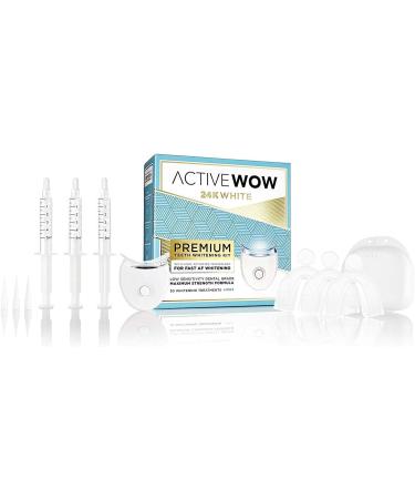 Active Wow 24k White Teeth Whitening Kit - LED Light, All Natural Formula, Mint Flavor - 30 Treatments - Buy Online on GoSupps.com