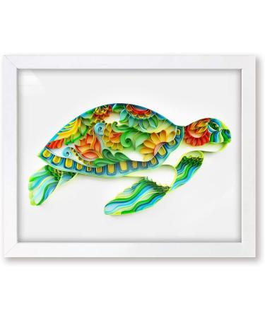Quilling Kit for Adults - Handmade DIY Craft Set for Beginners - Paper Filigree Painting Tools - Room Wall Art Decor - Green Turtle Design 8x10 inch (Basic) - Buy Online on GoSupps.com