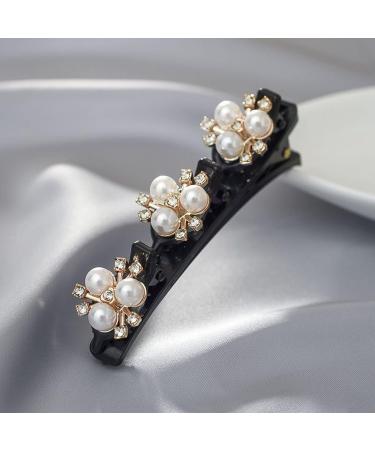 Satin Braided Hair Clips with Sparkling Crystal Stones - 4pcs Set for Women's Styling - Buy Online on GoSupps.com