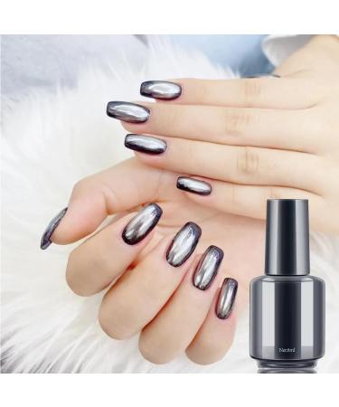 Mirror Nail Varnish Metal Nail Polish Metallic Effect Nail Art Polish Auroras Shining Pearl Shell Sparkle Gel Nail Polish Home Mirror Effect Nail Varnish Long Lasting & Chip Resistant (Grey) AF - Buy Online on GoSupps.com