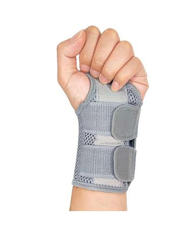 Adjustable Left Hand Wrist Brace for Carpal Tunnel | Sleep Support & Compression Splint for Weightlifting - Gray - Buy Online on GoSupps.com