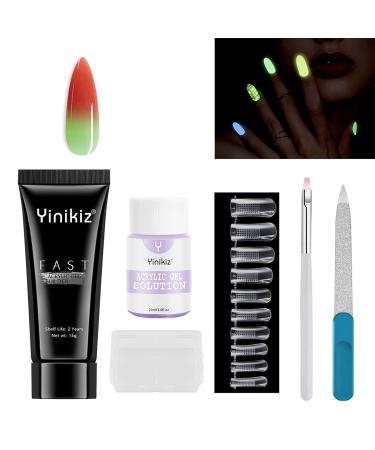 Monochrome Nail Extension Starter Set | Glow-in-the-Dark Gel & Rhinestone Glitter for Beginners - Nail Art Design #03 - Buy Online on GoSupps.com
