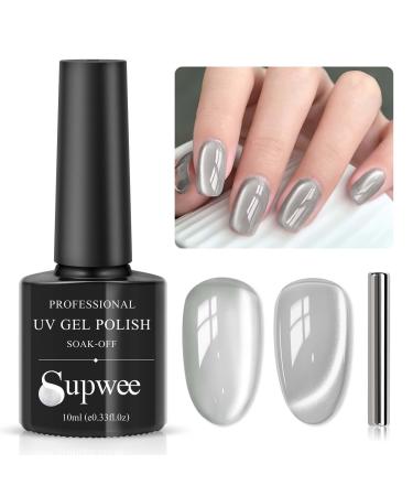 SUPWEE Cat Eye Gel Nail Polish Moonlight Magnetic Nail Gel Polish 10ml High Gloss Smoothie Cateye Gel Polish Holographic Glitter Gel Soak off UV Gel for Nail Art Manicure TCMY001
