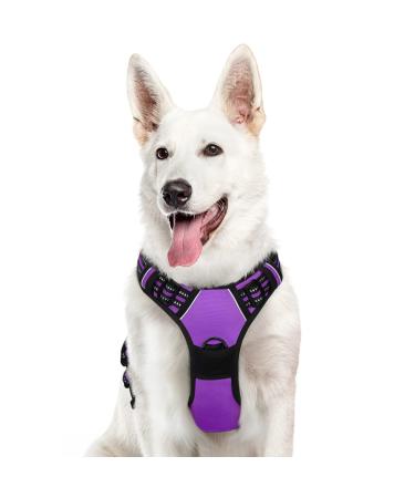 Eagloo dog harness Large dogs anti -train dog harness with reflex strips and control adjustable and adjustable dish Dog large chest harness for Labrador purple XL XL (1 Pack) purple
