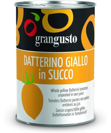  Italian Gourmet E.R. Grangusto Pomodoro Datterino Giallo Pack of 6 whole unpeeled yellow tomatoes in tomato juice Italian tomato 400g can + 400g can - Buy Online on GoSupps.com