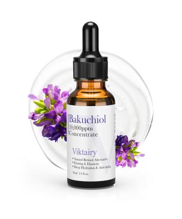 Viktairy Bakuchiol Serum Concentrate High-Potency Mix-In Bakuchiol Oil Serum Gentle Retinol Alternative for Wrinkle Reduction Hydrating & Firming Anti-Aging Skincare Vegan Non-GMO 30ml 10 000ppm