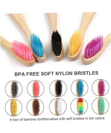 Bamboo Toothbrushes - 10 Pack Soft Bristles for Adults & Kids | Eco-Friendly Family Travel Gift | Multicolor - Buy Online on GoSupps.com