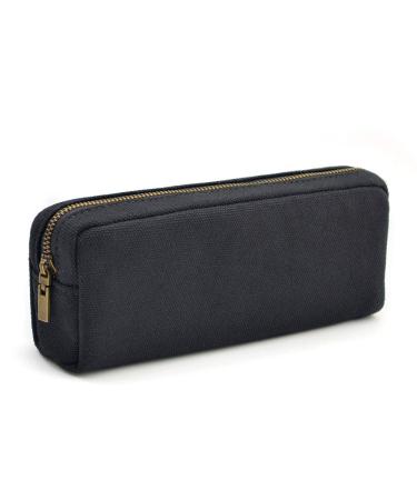 Pencil Pen Case, Dobmit Big Capacity Pencil Pouch Canvas Makeup Bag for Girls and Boys Durable Office Stationery Organizer - Black