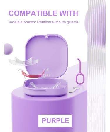 HEMILAB Purple Dream Retainer Case - Slim Aligner Case with Vent Holes for Invisalign - Includes Removal Tool and Brush - Cute Mouth Guard Case - Buy Online on GoSupps.com