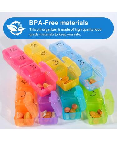 Weekly Pill Organizer Box - AM PM Travel Medication Reminder with Leather Carrying Case | 7 Compartments for Easy Daily Use - Buy Online on GoSupps.com