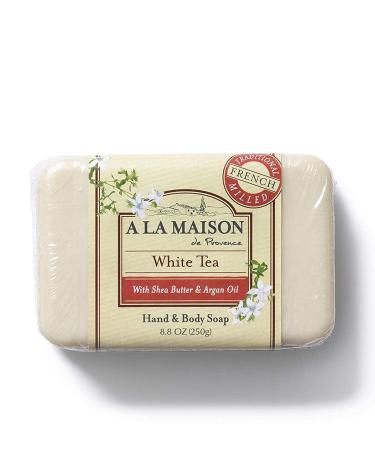 A La Maison White Tea Bar Soap - Triple French Milled Natural Moisturizing Hand Soap Bar (1 Bar of Soap 8.8 oz)