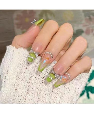 Temperament Enhancement Nail Patch Handmade Nail Dressing French Custom Nail Patch Little Red Book New Online Celebrity Nail Product (10-Piece Package) (Color : Green Size : XS) X-Small Green - Buy Online on GoSupps.com