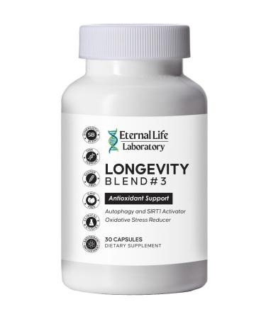 Longevity Blend #3 Antioxidant Support - Resveratrol SIRT1 & Autophagy Supplement AMPK Activator Fisetin Pterostilbene Spermidine Anti-Aging Supplement- 30 Capsules