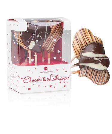 CHOCOLISSIMO Chocolate Heart Lollipop Box | 5 Chocolate Lollipops | Alcohol-Free | Child | Girl | Boy | Love | Chocolate Figurines | Valentine's Day | Christmas | Birthday | Easter