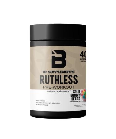 Iron Brothers Supplements Ruthless Pre Workout Powder for Women & Men | Creatine-Free Nitric Oxide Booster | Energy & Focus | Workout Supplement Bulk Pre-Workout | 40 Servings (Sour Gummy Bears)