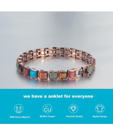 Copper Ankle Bracelet for Women - Pure Copper Turquoise Magnetic Anklet Jewelry 3500 Gauss - Shop Now - Buy Online on GoSupps.com