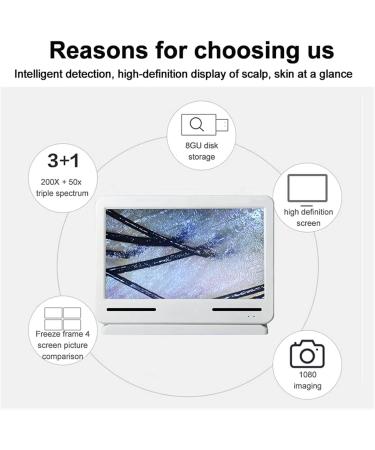 Skin Diagnosis Hair Analyzer 200X Skin Hair Scalp Detector Analyzer Skin Diagnosis Scanner System Scalp Hair Follicle Oil Moisture Magnifying Detector for Home Salon - Buy Online on GoSupps.com