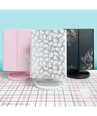 Impressions Vanity Hello Kitty Trifold LED Desk Mirror with Lights - Touch Sensor, Dimmer, Adjustable 2X and 3X Magnifying Mirrors (White) - Buy Online on GoSupps.com