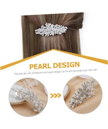 DOITOOL Rhinestone Hair Clip Crystal Headpiece Bridal Barrette Clip Girls Barrettes for Hair Silver Hair Clips Goody Hair Clips for Women Dipper Bride France Abs The Flowers - Buy Online on GoSupps.com