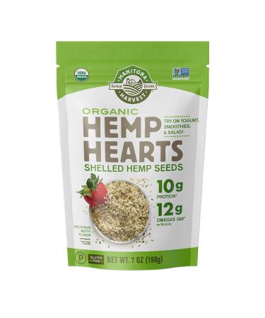 Organic Hemp Seeds, 7oz; 10g Plant Based Protein and 12g Omega 3 & 6 per Srv | smoothies, yogurt & salad | Non-GMO, Vegan, Keto, Paleo, Gluten Free| Manitoba Harvest