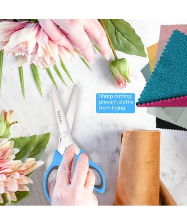 Makasla Pinking Shears - Decorative Zig Zag Scissors for Fabric, Leather, and Paper Craft - Professional Sewing Tool in Blue - Buy Online on GoSupps.com