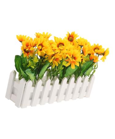 Zerodeko Artificial Flower Fence Outdoor Artificial Plants Sunflower Bouquet Sunflower Artificial Flowers Office Desk Decor Pots Plants Faux Plant White Fake Flowers Villain Foam White 40X9CM