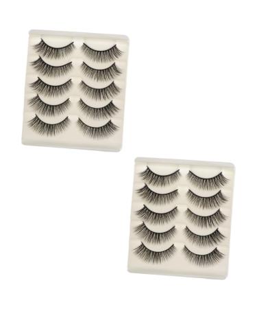 FRCOLOR 10 Pairs of Natural False Eyelashes Cat Eyelashes Dramatic Eyelashes Stripes Volume False Eyelashes Soft Lightweight Fake Eyelashes Artificial Eyelashes 3D Dense Adhesive