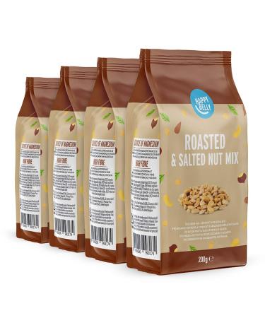 Happy Belly Nuss Mix - Roasted & Salted 800g (4 x 200g Packs) | Premium International Snack - Buy Online - Buy Online on GoSupps.com