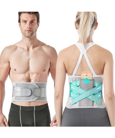 Lower Back Braces With Bionic Support Plate Women Waist Support Belt Men Adjustable Lumbar Decompression Belt For Herniated Disc Sciatica Scoliosis (Color : Gray Size : XX-Large) XX-Large Gray