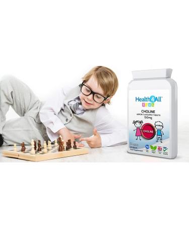 Health4All Kids Choline 150mg Chewable 60 Tablets - Vegan Children's Memory and Learning Support Supplement - Buy Online on GoSupps.com