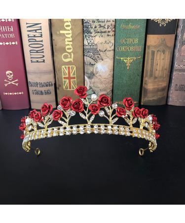 Lurrose Crystal Red Bridal Tiara Crown with Necklace and Earring - Perfect for Wedding, Pageant, Birthday Party - Queen Crown Headband for Women and Girls - Buy Online on GoSupps.com